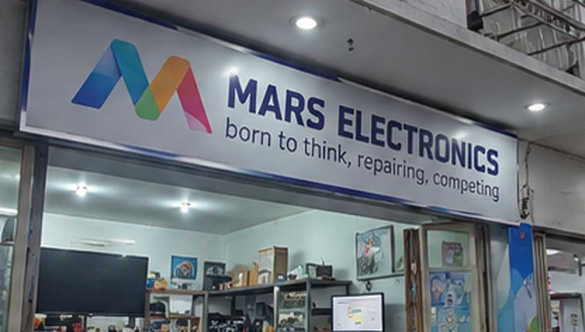 Tampak depan workshop Mars Electronics di Cilodong, Depok